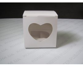 коробка на 1 кекс - сердце. 9*9*9 см