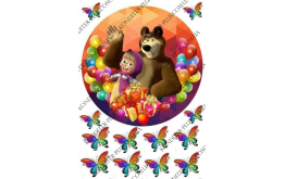 вафельная картинка, Маша и медведь