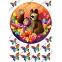 вафельная картинка, Маша и медведь