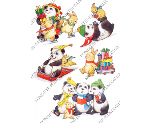 вафельная картинка панда и ее компания