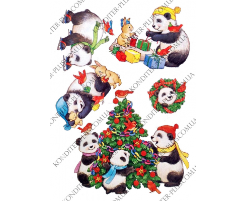 вафельная картинка панда и ее компания №2