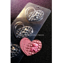 пластиковая форма мини плитки сердце с мишкой №2а