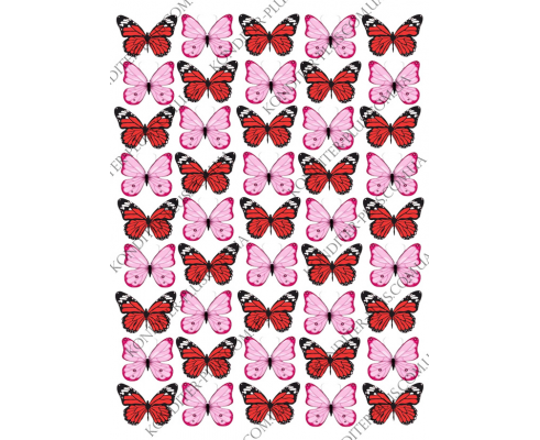 бабочки бардовые, розовые 4 *2,8 см