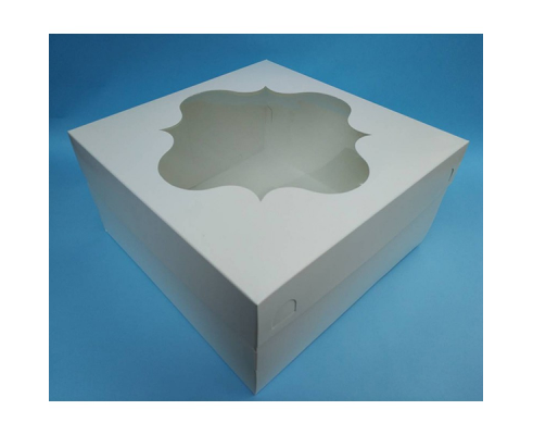 Картонная упаковка для торта белая с окном, 300*300*150