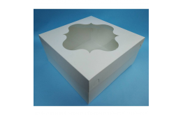 Картонная упаковка для торта белая с окном, 300*300*150