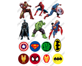 вафельная картинка Супер герои + значки