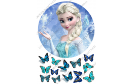 вафельная картинка Эльза (21 см) и бабочки