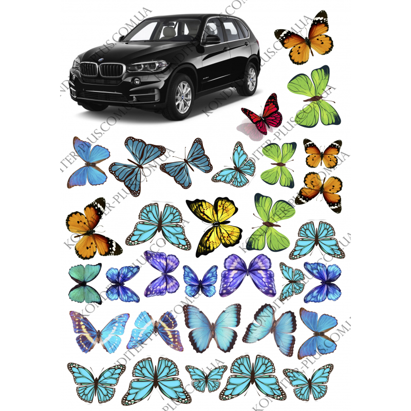 Вафельная машина. Машинки и бабочки. Машина на вафельной бумаге. Рисунок на кузов автомобиля бабочки. Машинка бабочка для детей.
