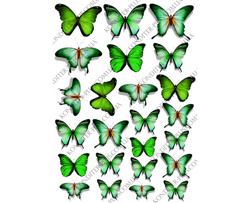 вафельная картинка зеленые бабочки