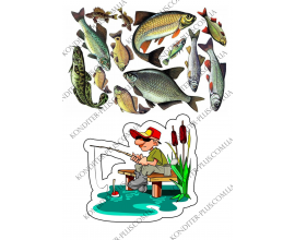 вафельная картинка рыбак+ рыбы