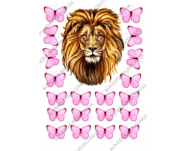 вафельная картинка лев+бабочки