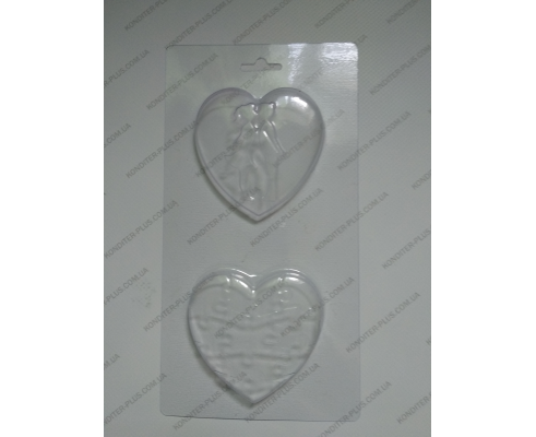 пластиковая форма сердце поцелуй+пазл, 8*7,5 см