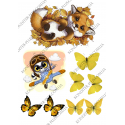 вафельная картинка лиса и бабочки
