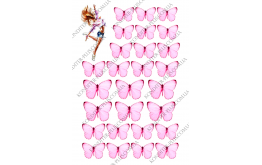 вафельная картинка девушка 10 см и розовые бабочки