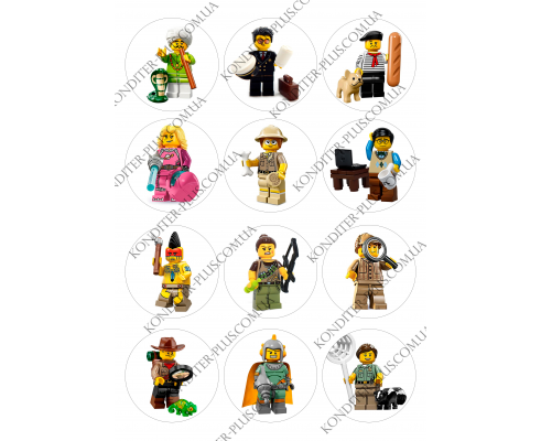 вафельная картинка персонажи lego в круге № 19