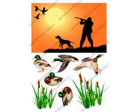 вафельная картинка охотник и птицы №2 (13,5 см)