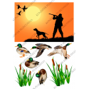 вафельная картинка охотник и птицы №2 (13,5 см)