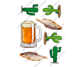 вафельная картинка кактусы и рыба