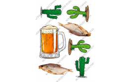 вафельная картинка кактусы и рыба