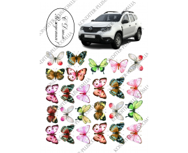 вафельная картинка авто и бабочки 2