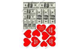 вафельная картинка сердца и доллары