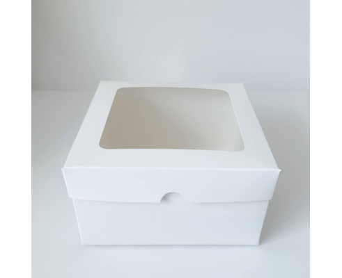 Коробка с окном Белая для бенто-тортов, кексов, 16*16*9