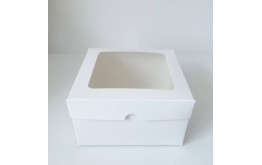 Коробка с окном Белая для бенто-тортов, кексов, 16*16*9