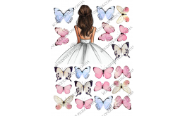 вафельная картинка девушка 15 см и бабочки