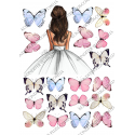 вафельная картинка девушка 15 см и бабочки