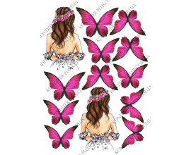вафельная картинка девушки 12 см и бабочки