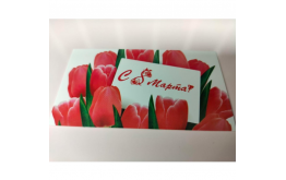 Бирка "С 8 Марта", красные тюльпаны, 10 шт