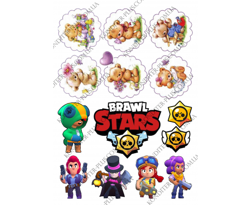 вафельная картинка brawl stars и мишки