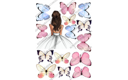 девушка 14 см и бабочки 4-5 см