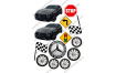 вафельная картинка авто 11 см и дорожные знаки