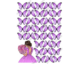 вафельная картинка девушка 10 см и бабочки