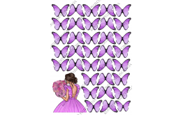 вафельная картинка девушка 10 см и бабочки 3 см