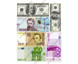 вафельная картинка доллары и гривны 6,5 см