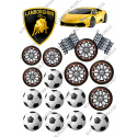 вафельная картинка авто lamborghini №3 и футбольные мячи