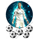 вафельная картинка футболист Роналду и мячи 5 см